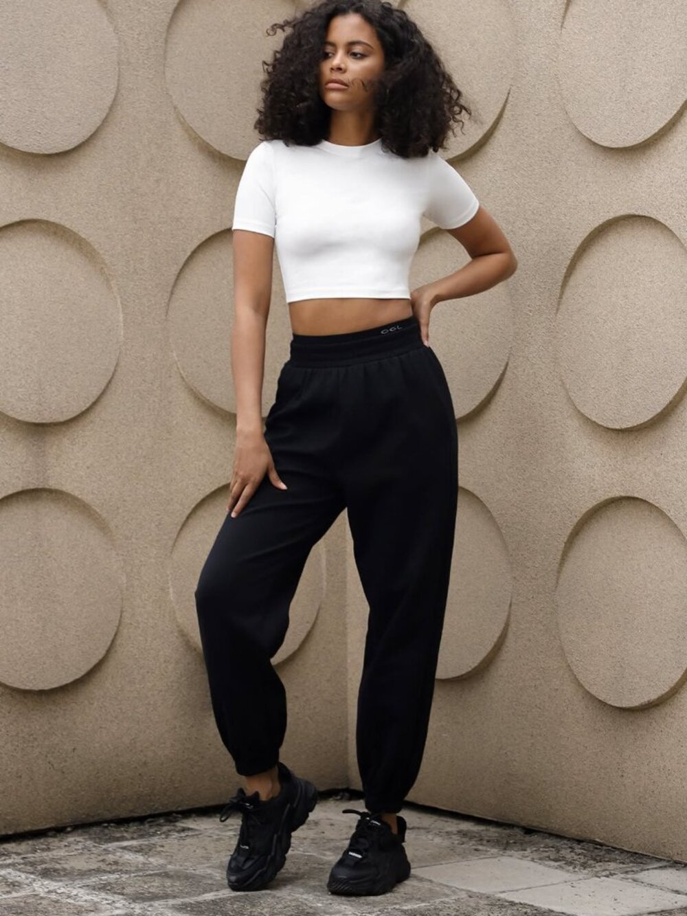 OGL Black Double Waisted High Rise Pull On Jogger Pants Size M